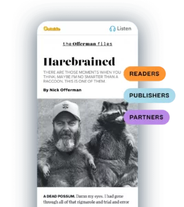 Nick Offerman alongside a raccoon, representing the optimized article "Harebrained" on our platform dedicated to readers, publishers, and partners.